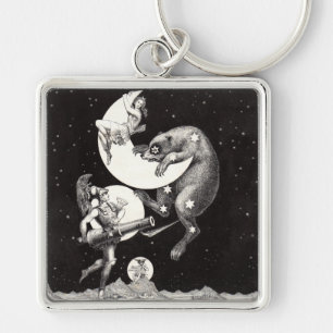 Celestial Moon Sky Universe God Night Illustration Key Ring