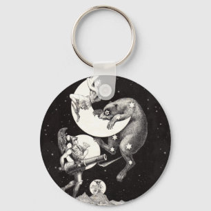 Celestial Moon Sky Universe God Night Illustration Key Ring