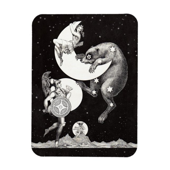 Celestial Moon Sky Universe God Night Illustration Magnet (Vertical)