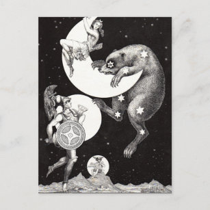 Celestial Moon Sky Universe God Night Illustration Postcard