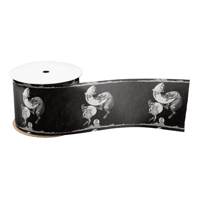 Celestial Moon Sky Universe God Night Illustration Satin Ribbon (Spool)