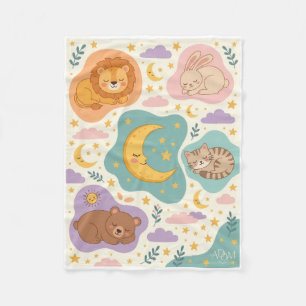 Celestial Moon Stars And Wildflowers Fleece Blanke Blanket