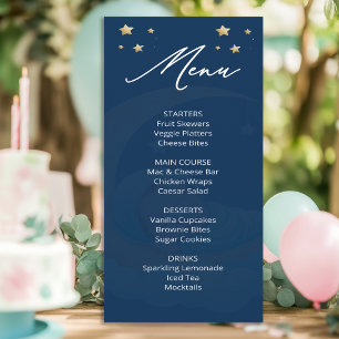 Celestial Moon Stars Baby Shower Menu Card