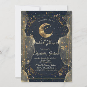Celestial Moon Stars Clouds Frame Bridal Shower Invitation