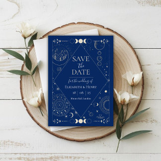 Celestial moon stars constellations Save the Date Invitation