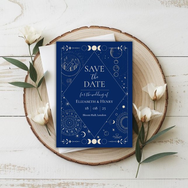 Celestial moon stars constellations Save the Date Invitation (Creator Uploaded)