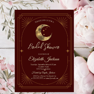 Celestial Moon Stars Dark Bridal Shower Invitation