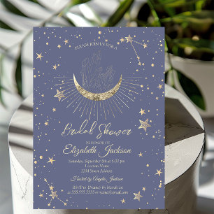 Celestial Moon,Stars Diamond Pastel Bridal Shower  Invitation