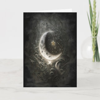 Celestial Moon Stars Floral Vintage Tarot Wall Card