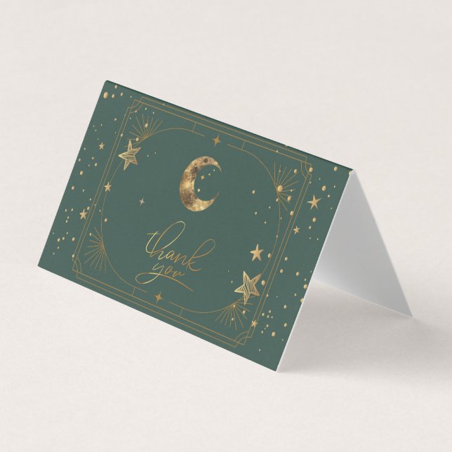Celestial Moon Stars Frame Thank You Card (Front)