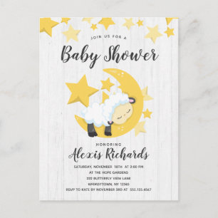 Celestial Moon Stars & Lamb Baby Shower Invitation Postcard