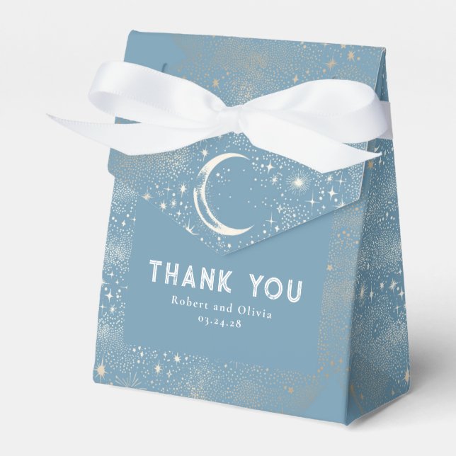 Celestial Moon Stars Mystical Wedding Thank You Favour Box (Front Side)