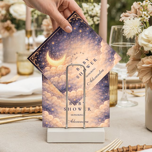 Celestial Moon Stars Neutral Baby Shower Napkin (Creator Uploaded)