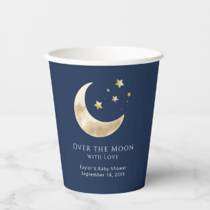 Celestial Moon & Stars Over the Moon Baby Shower Paper Cups