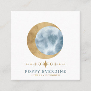 Celestial Moon Stars Square Business Card