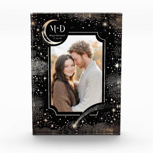 Celestial Moon Stars Starry Night Wedding Photo (Front)