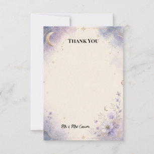 Celestial Moon Stars Watercolor Wedding Thank You Card