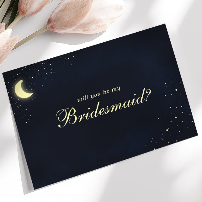Celestial Moon Stars Will You Be My Bridesmaid Invitation (Creator Uploaded)