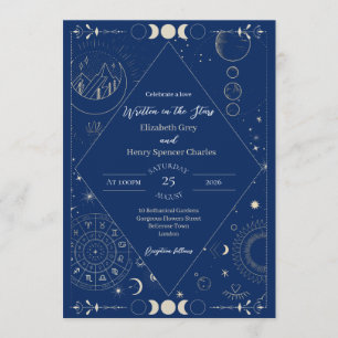 Celestial moon sun stars constellations wedding invitation