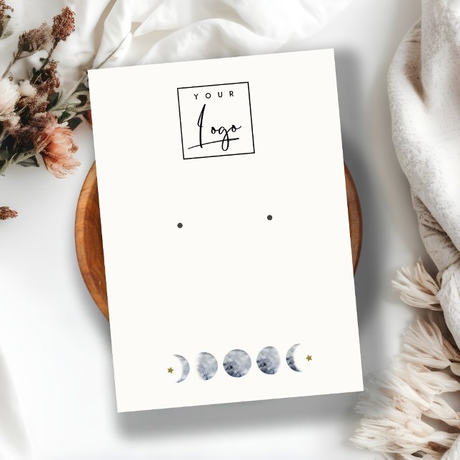 Celestial Moon Watercolor Earring Display Logo Business Card (Creator Uploaded)