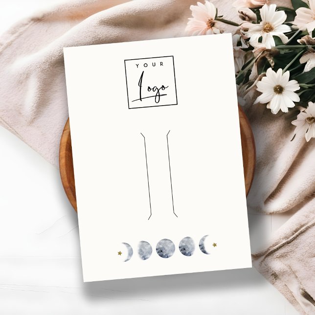 Celestial Moon Watercolor Hairpin Display Logo Business Card (Creator Uploaded)