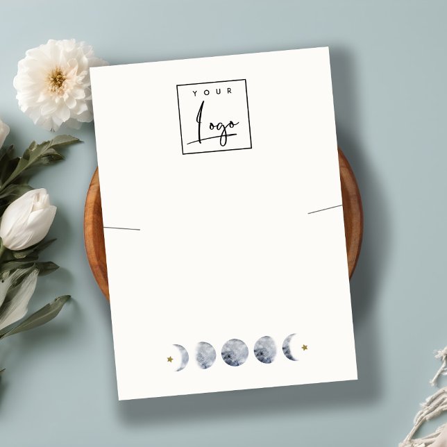Celestial Moon Watercolor Necklace Display Logo Business Card (Creator Uploaded)