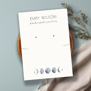Celestial Moon Watercolor Necklace Earring Display Business Card