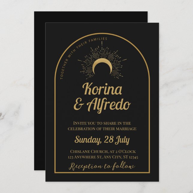 Celestial Moon Wedding Invite (Front/Back)