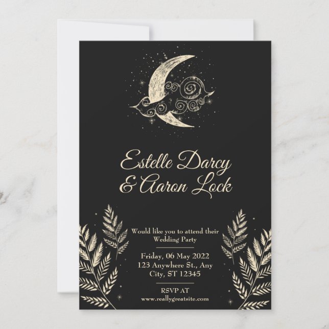Celestial Moon Wedding Invite  (Front)