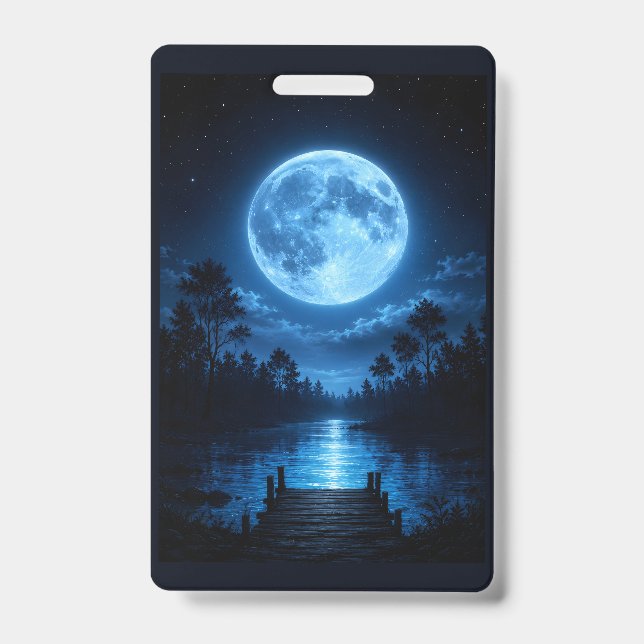 Celestial Moonlit Forest Reflection Aesthetic ID Badge (Front)