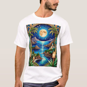 Celestial Moonlit Ocean Fantasy Landscape Art Tee