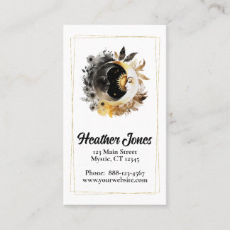 Celestial moons in black and gold business card