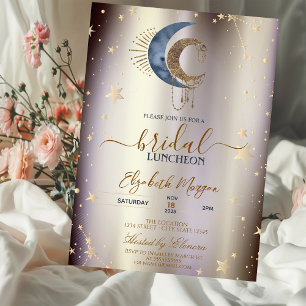 Celestial Moons,Stars Magical Bridal Luncheon Invitation