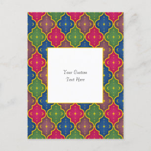 Celestial Moroccan Tile (white background) Custom Postcard