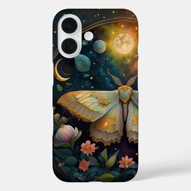 Celestial Moth and Full Moon – Enchanted Night Case-Mate iPhone Case (Back)