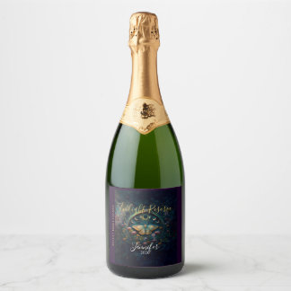 Celestial Moth and Moon Phases – Enchanted Night Sparkling Wine Label