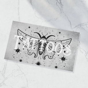 Celestial Moth Concrete Modern Tattoo Artist  Business Card