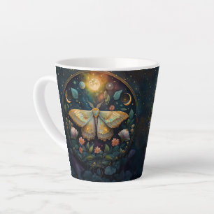 Celestial Moth & Moon Phases – Enchanted Night Latte Mug