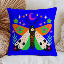 Celestial Moth on Blue Maximalist Floral Insect