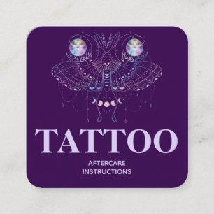 Celestial Moth Tattoo Aftercare Instructions Square Business Card