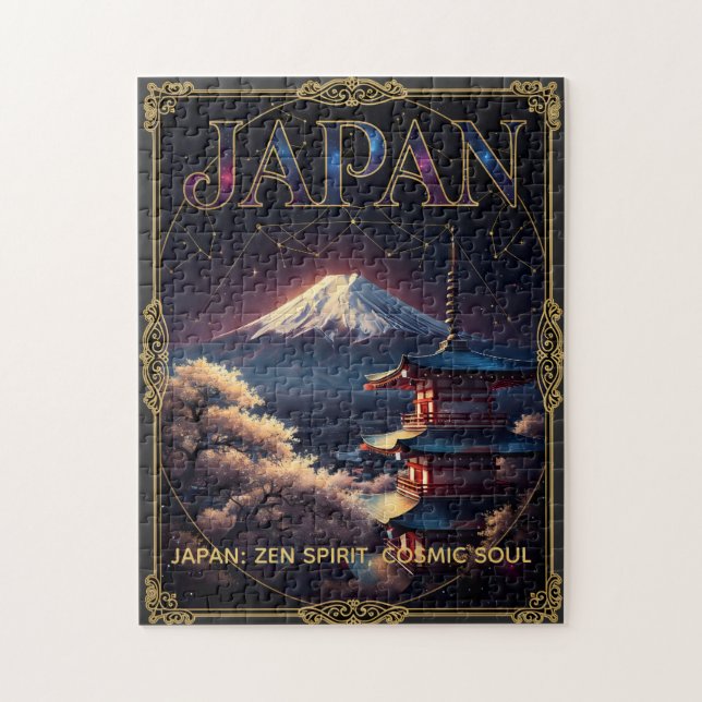 Celestial Mount Fuji Japan Pagoda Travel Art Jigsaw Puzzle (Vertical)