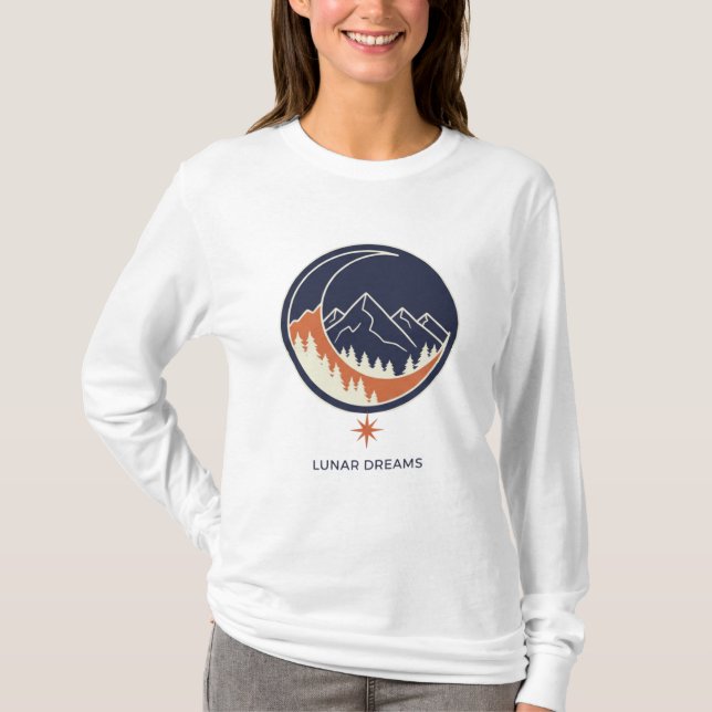 Celestial Mountainscape: Lunar Dreams T-Shirt (Front)