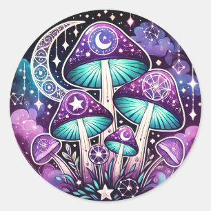 Celestial Mushroom Sticker with Mystical Accents  