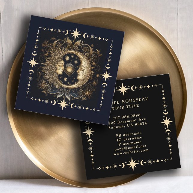 Celestial Mystic Moon Square Business Card (Creator Uploaded)