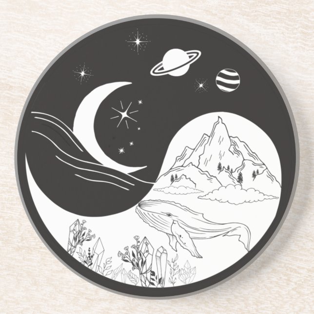 Celestial Mystic Yin Yang Meaning Love  Coaster (Front)
