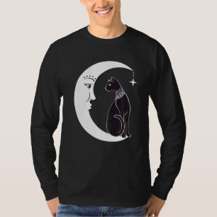 Celestial Mystical Black Cat Familiar Pagan Witchc T-Shirt
