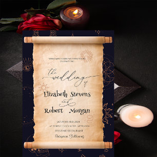 Celestial Mystical Elements Halloween Wedding Invitation