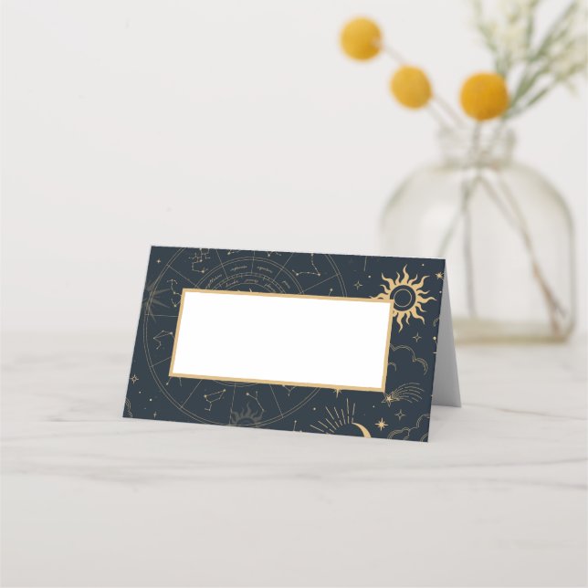 Celestial Mystical Elements Starsigns Place Card (Front)