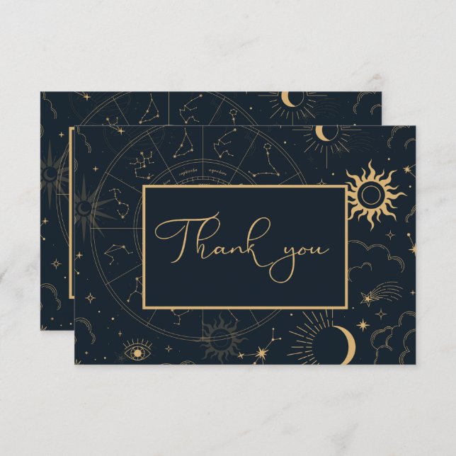Celestial Mystical Elements Starsigns Thank You Card (Front/Back)