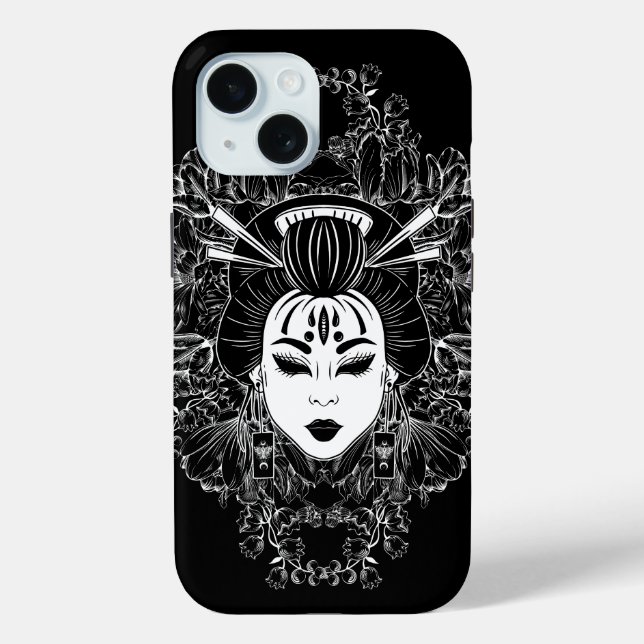 CELESTIAL MYSTICAL JAPANESE GEISHA SPIRIT ON BLACK Case-Mate iPhone CASE (Back)